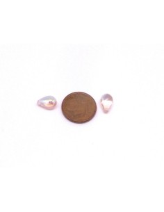 perles gouttes  en verre de couleur rose pastel irisé AB 9,2mm 2