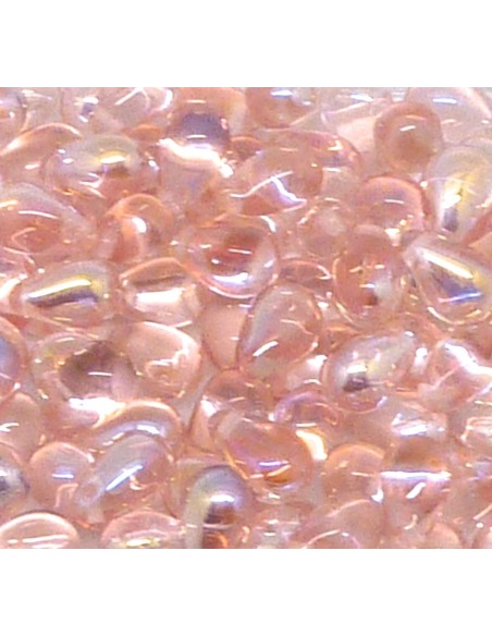 perles gouttes  en verre de couleur rose pastel irisé AB 9,2mm