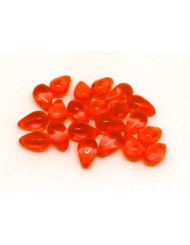 Perle goutte en verre de couleur orange 9,2mm