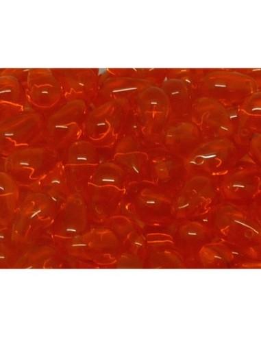 Perle en verre de couleur orange forme gouttes