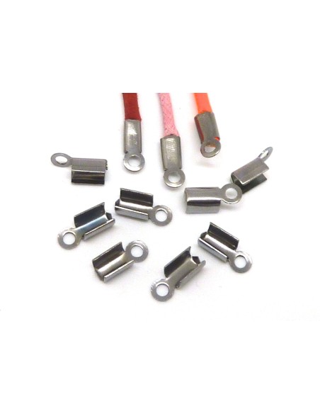 R-20 Embouts serre fil, serre lacet, attache cordon en métal de couleur gunmetal 10 x 5mm