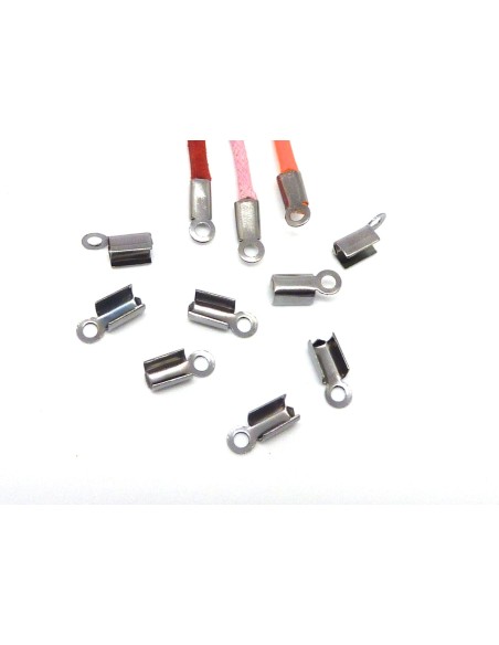 R-20 Embouts serre fil, serre lacet, attache cordon en métal de couleur gunmetal 10 x 5mm