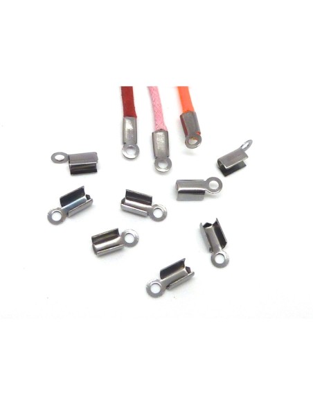 R-20 Embouts serre fil, serre lacet, attache cordon en métal de couleur gunmetal 10 x 5mm