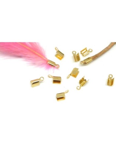 Serre fil 3,5mm x 8mm en métal doré pour cordon cuir 1,5mm