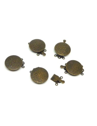 Fermoirs multirangs rond 17,7mm 3 rangs en métal de couleur bronze
