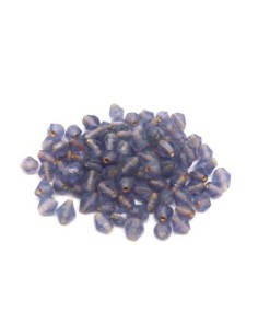 perles en verre fine toupie bleu lavande, mauve