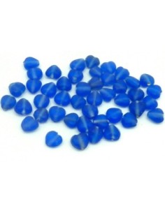 R-11g env. 45 perles en verre fine coeur de couleur bleu...