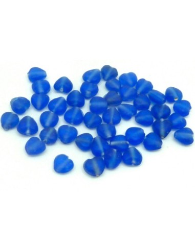 R-11g env. 45 perles en verre fine coeur de couleur bleu outre mer