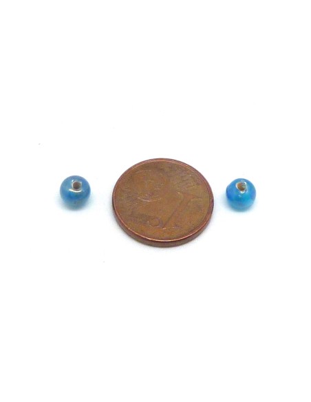 perles en verre fine ronde 5mm bleu turquoise irisé rainbow