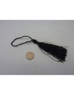 Pompon, breloque en fil polyester noir brillant 2