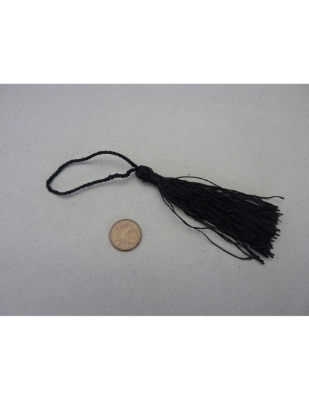 Pompon, breloque en fil polyester noir brillant