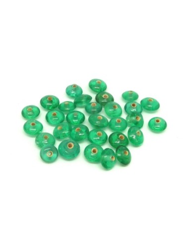 R-10,2g env. 30 perles en verre ronde aplatie...