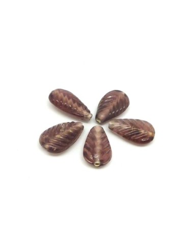 R-5 perles en verre motif feuille de couleur...