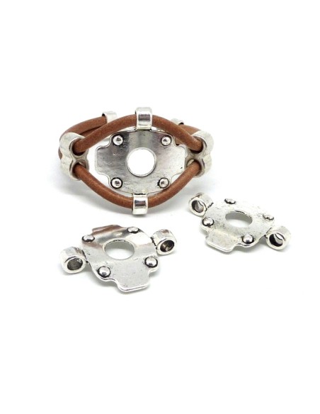 R-10 passants en métal argenté entre pièce pour cordon de 4mm