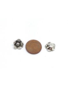 Pendentif, breloque fleur en métal argenté 10,8mm 2