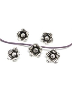 50 Pendentifs, breloque fleur en métal argenté 10,8mm