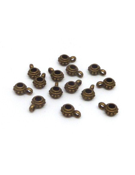 15 bélières en métal de couleur bronze 9,5mm, support breloque