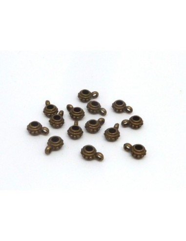 15 bélières en métal de couleur bronze 9,5mm,...