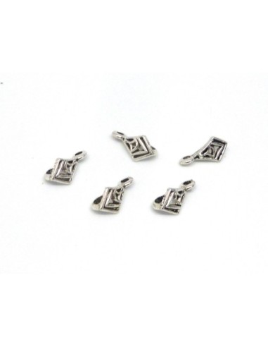 Support breloque style ethnique en métal argenté travaillé