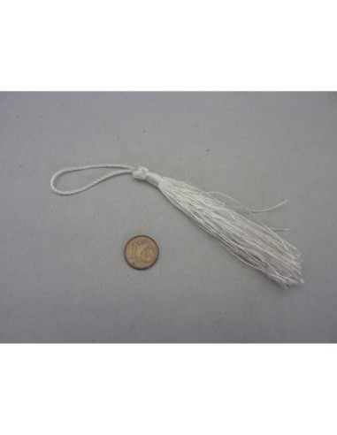 Pompon en fil polyester blanc brillant