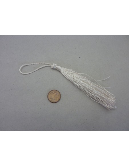 Pompon en fil polyester blanc brillant