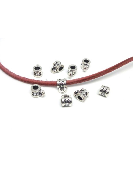 Beliere en metal argente pour cordon de 3,5mm