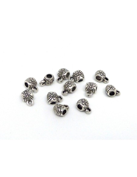 Attache pendentif argenté pour cuir de 2mm