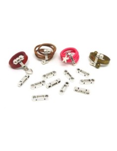 10 Perles passants multi rangs, 3 trous, 16,8mm en métal argenté