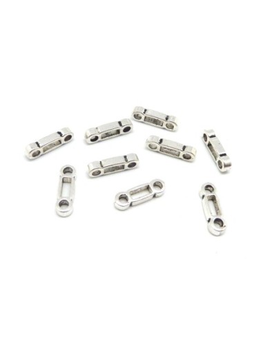 10 Perles passants multi rangs, 3 trous, 16,8mm en métal argenté