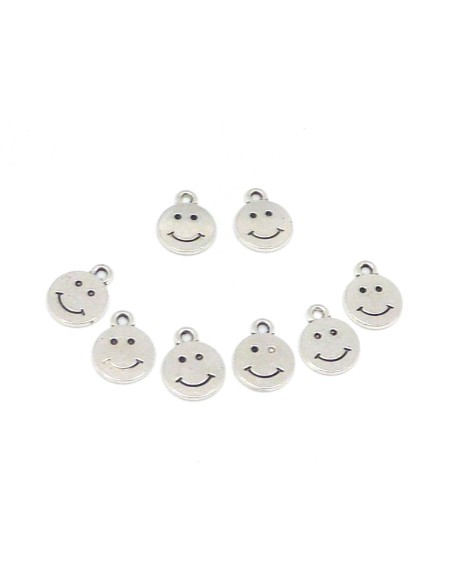 Breloque smiley en métal argenté