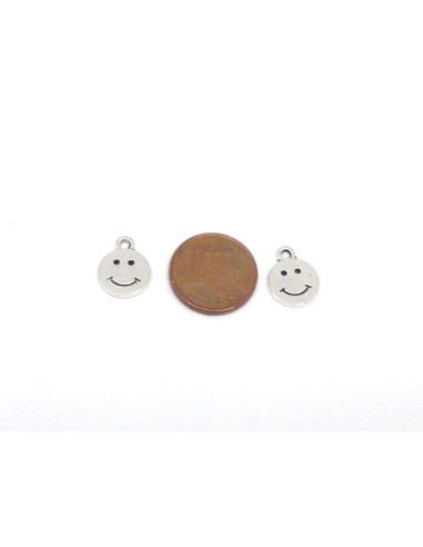 Pendentif smiley en métal argenté