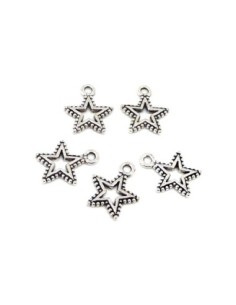 10 Breloques étoile évidé 18,2mm en métal argenté style...