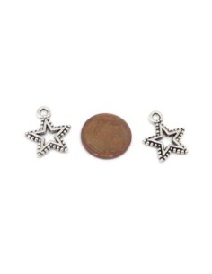 10 Breloques étoile évidé 18,2mm en métal argenté style... 2