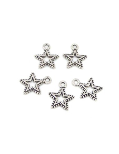 10 Breloques étoile évidé 18,2mm en métal...