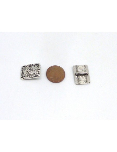 3 Perles passant poussoir slide en métal argenté pour lanière de 7mm