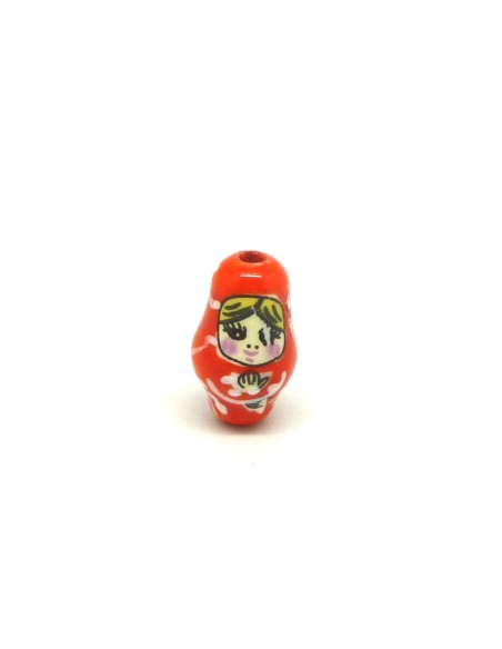 R-1 perle Poupée russe Matriochka en porcelaine de couleur orange vif 21,9mm