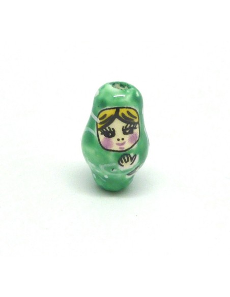 R-1 perle Poupée russe Matriochka en porcelaine de couleur vert pomme 21,6mm