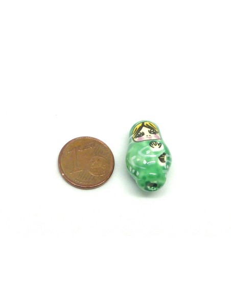 R-1 perle Poupée russe Matriochka en porcelaine de couleur vert pomme 21,6mm