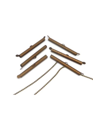 Embouts tube ceintre serre ruban, chaîne bille 40mm bronze Taille XXL