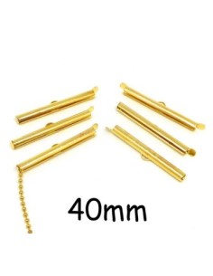 6 Embouts tube ceintre serre ruban, chaîne bille 40mm en métal de couleur doré Taille XXL