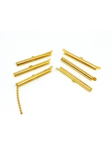 Embout tube doré 40mm pour chaine bille