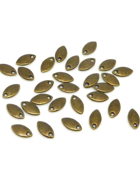 mini breloques navette Sequins ovale 8,7mm x 4,6mm en métal de couleur bronze lisse