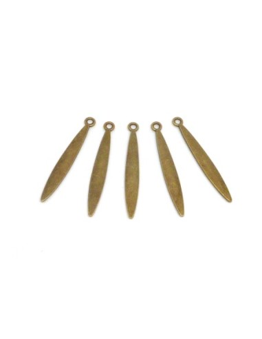 breloques pendentif navette effilées longue en métal de couleur bronze lisse 4cm