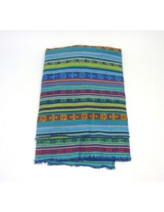 Coupon tissus ethnique aztèque style bohème 45cm X 145cm dominante bleu turquoise 2