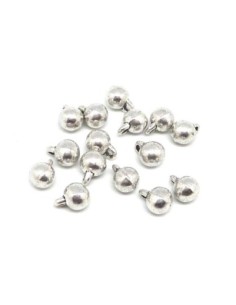 10 petites breloques boule, ronde, bille en métal argenté lisse