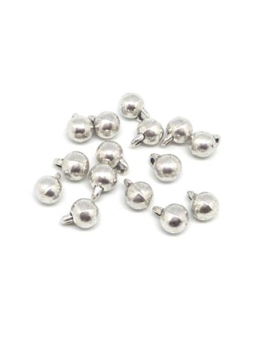 10 petites breloques boule, ronde, bille en métal argenté lisse