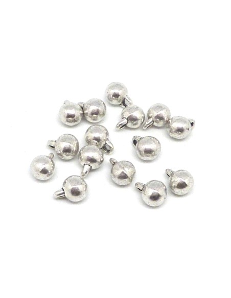 50 petites breloques boule, ronde, bille en métal argenté lisse
