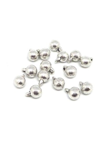 50 petites breloques boule, ronde, bille en métal argenté lisse