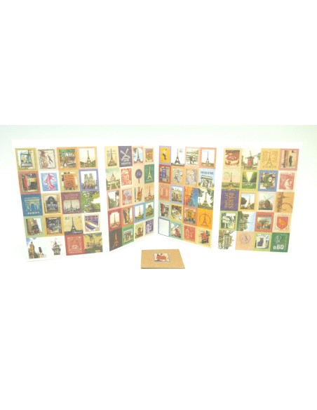 R-80 étiquettes adhésives, stickers vinage forme timbre pour embellir vos cartes : embellissement scrapbooking