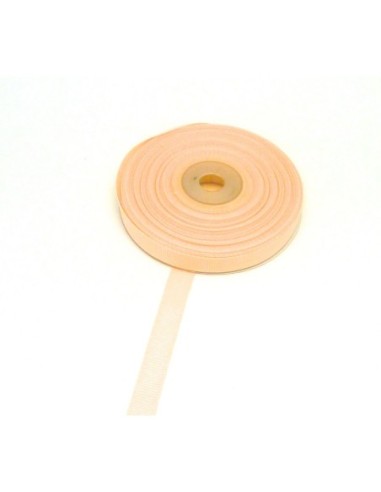 1 bobine de 19m de ruban gros grain de largeur 10mm souple de couleur orange pâle, pastel saumon clair